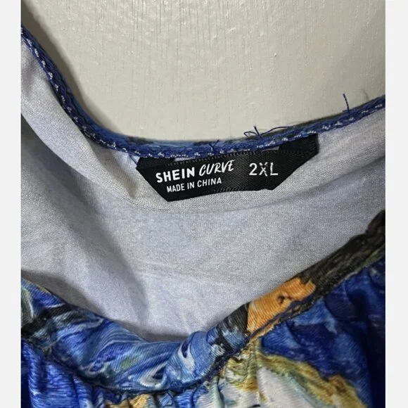 Shein Starry Night Long Sleeve Dress with Ruching Size 2XL - Picture 2 of 3